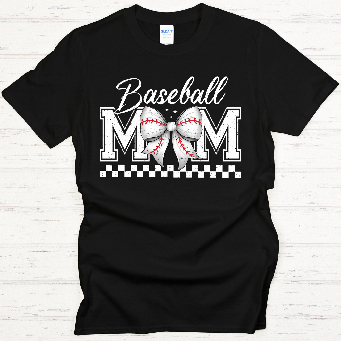 Checkered Baseball Mom